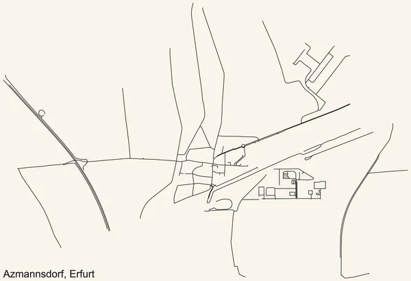 Navegação Detalhada Black Lines Urban Street Roads Mapa Azmannsdorf District — Vetor de Stock