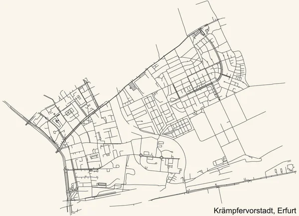 Detaillierte Navigation Schwarze Linien Stadtstraßenplan Des Krmpfervorstadt District Der Landeshauptstadt — Stockvektor