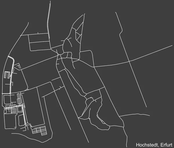 Подробная Негативная Навигация Белые Линии Городских Улиц Карта Гохштедтского Района — стоковый вектор