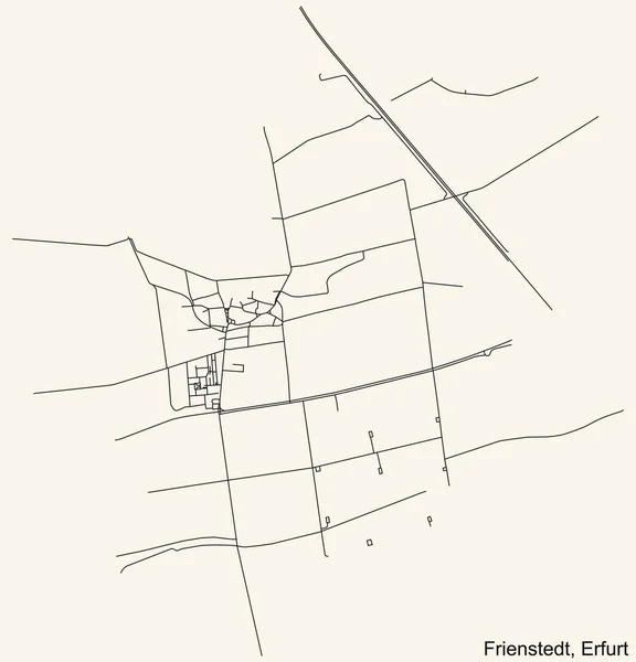 Detailed Navigation Black Lines Urban Street Roads Map Frienstedt District — Stock Vector