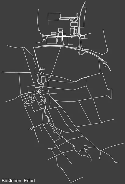 Szczegółowa Negatywna Nawigacja Białe Linie Ulice Miejskie Mapa Bleben District — Wektor stockowy