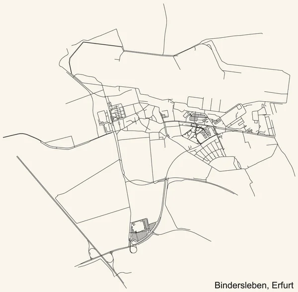 Alman bölgesel başkenti Erfurt, Almanya 'nın BINDERSLEBEN DISTRICT kentsel yol haritasının ayrıntılı seyrüsefer kara hatları klasik bej arka planda