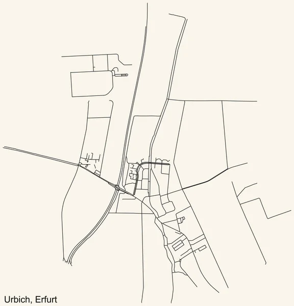 Navegação Detalhada Black Lines Urban Street Roads Mapa Urbich District —  Vetores de Stock