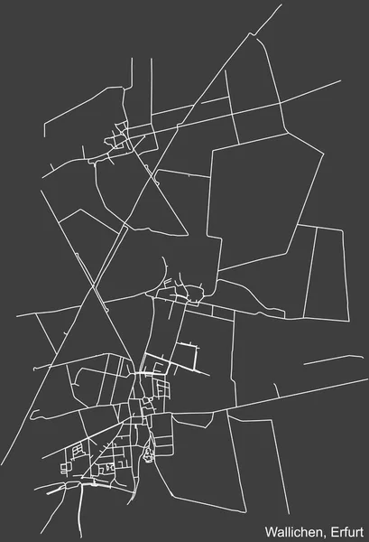 Szczegółowa Negatywna Nawigacja Białe Linie Ulice Miejskie Mapa Wallichen District — Wektor stockowy