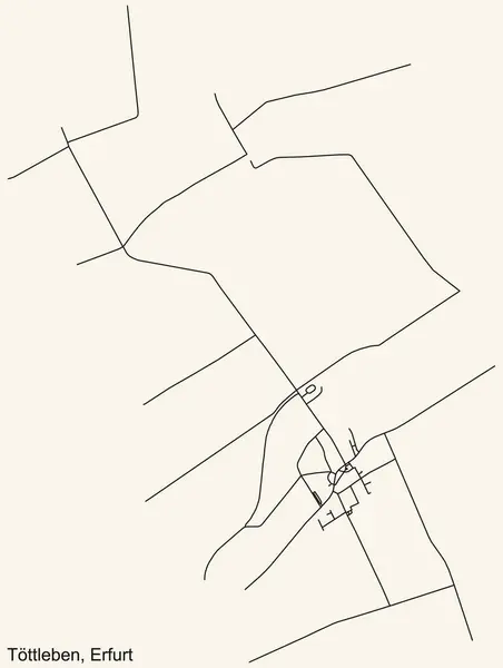 Detailed Navigation Black Lines Urban Street Roads Map Tttleben District — Stock Vector