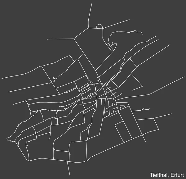 Navegación Negativa Detallada Líneas Blancas Calles Urbanas Mapa Carreteras Tiefthal — Vector de stock