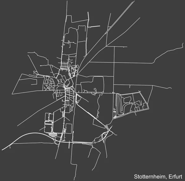 Almanya 'nın başkenti Erfurt' un STOTTERNHEIM DISTRICT kentsel yol haritasının ayrıntılı olumsuz seyrüsefer beyaz çizgileri koyu gri arka plan üzerine
