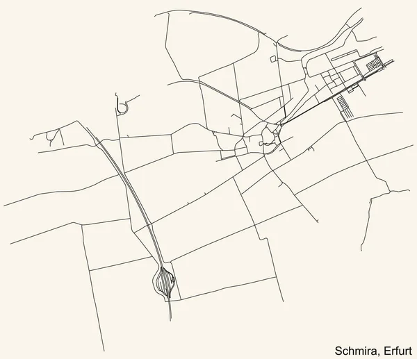 Detaljerad Navigering Svarta Linjer Urban Street Road Karta Över Schmira — Stock vektor