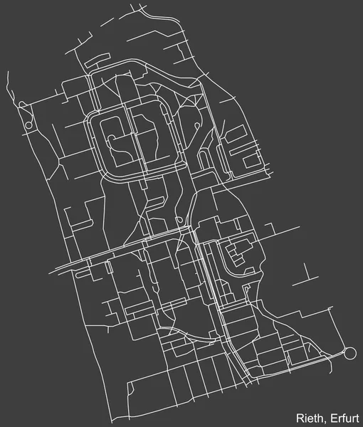 Almanya 'nın başkenti Erfurt' un RIETH DISTRICT 'inin koyu gri arkaplan üzerindeki şehir caddelerinin ayrıntılı haritası