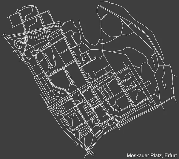 Szczegółowa Negatywna Nawigacja Białe Linie Ulice Miejskie Mapa Moskauer Platz — Wektor stockowy