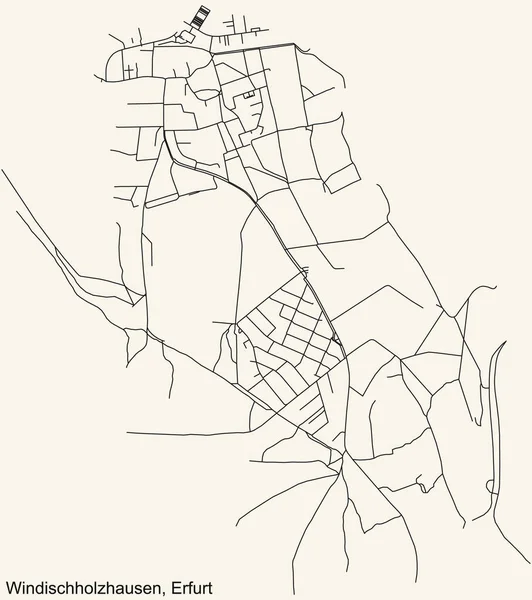 Almanya 'nın başkenti Erfurt' un WINDISCHHOLZHAUSEN DISTRICT 'inin klasik bej arka planda yer alan şehir caddelerinin ayrıntılı navigasyon siyah çizgileri