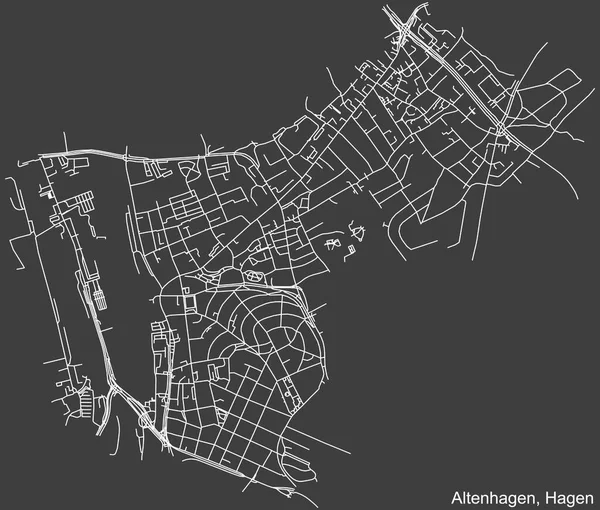 Szczegółowa Negatywna Nawigacja Białe Linie Ulice Miejskie Mapa Altenhagen Borough — Wektor stockowy