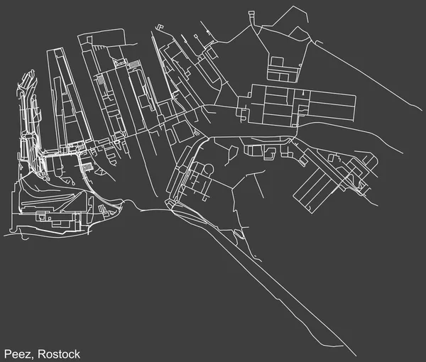 Navegação Negativa Detalhada Linhas Brancas Ruas Urbanas Mapa Peez District — Vetor de Stock
