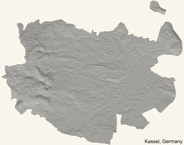 Topographic Relief Map City Kassel Germany Black Contour Lines Vintage — Vettoriale Stock