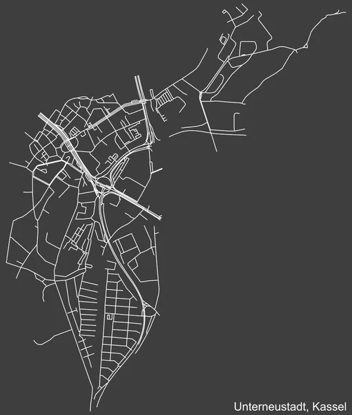 Navegación Negativa Detallada Líneas Blancas Calles Urbanas Mapa Carreteras Unterneustadt — Vector de stock