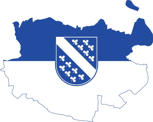 Simple Flat Vector Flag Map German Regional Capital City Kassel — Wektor stockowy