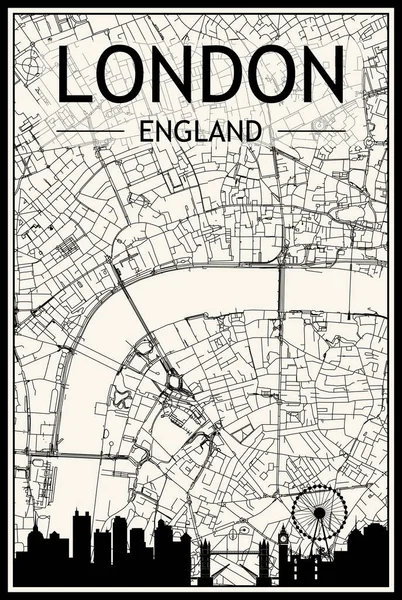 Světle Tištěný Plakát Města Panoramatickým Panoramatickým Panoramatem Ručně Kreslenými Ulicemi — Stockový vektor