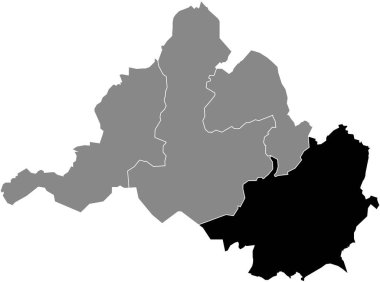 Saarbrucken, Almanya 'nın gri idari haritasının içinde HALBERG BOROUGH' un siyah düz çizilmiş konum haritası