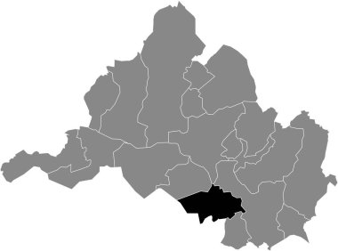 Saarbrucken, Almanya 'nın gri idari haritası içinde GDINGEN DISTRICT' in siyah düz çizilmiş konum haritası