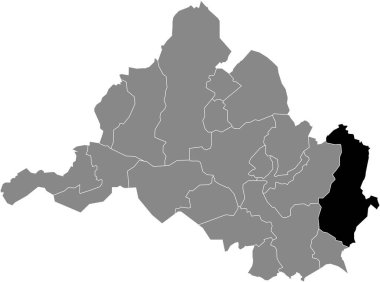 Saarbrucken, Almanya 'nın gri idari haritası içinde ENSHEIM DISTRICT' in siyah düz altı çizili konum haritası