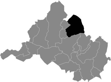 Saarbrucken, Almanya 'nın gri idari haritası içinde DUDweILER DISTRICT' in siyah düz çizilmiş konum haritası