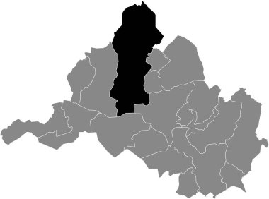 Saarbrucken, Almanya 'nın gri idari haritası içinde MALSTATT DISTRICT' in siyah düz çizilmiş konum haritası