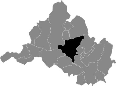 Saarbrucken, Almanya 'nın gri idari haritasının içindeki ST. JOHANN DISTRICT' in siyah düz çizilmiş konum haritası