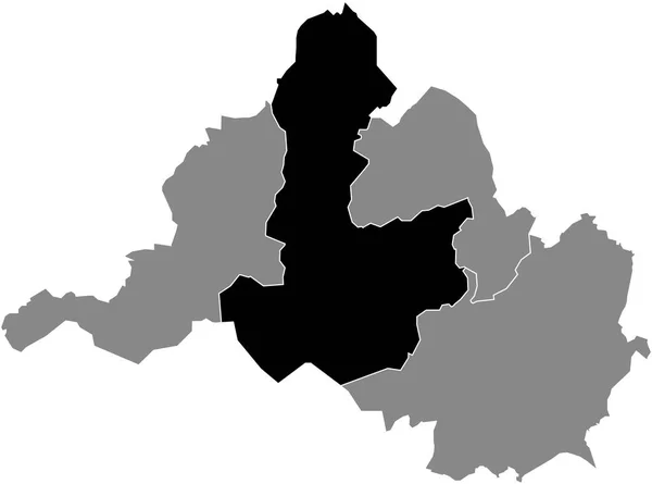 Mappa Dettagliata Mitte Borough All Interno Della Mappa Amministrativa Grigia — Vettoriale Stock