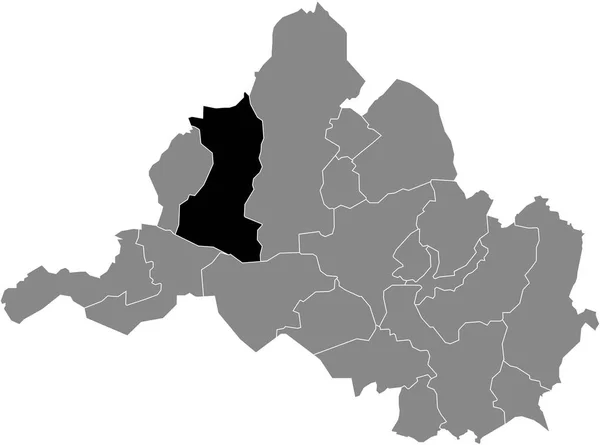 Μαύρο Επίπεδο Κενό Τονισμένο Χάρτη Της Περιοχής Burbach District Μέσα — Διανυσματικό Αρχείο