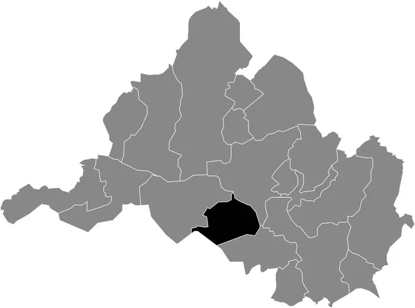 ドイツのSaarbruckenの灰色の行政地図の中のSankt Arnual Districtの黒いフラットブランク強調表示された場所マップ — ストックベクタ