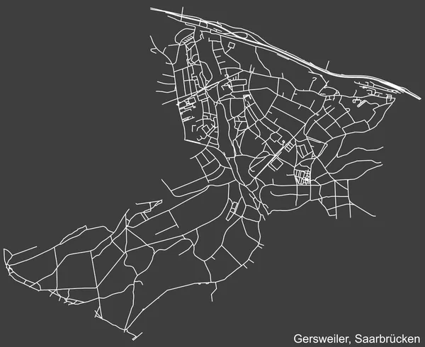 Navegação Negativa Detalhada Linhas Brancas Ruas Urbanas Mapa Das Estradas — Vetor de Stock