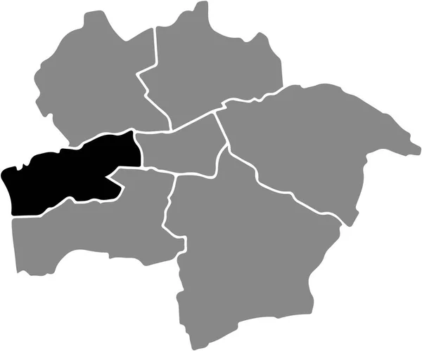 Μαύρο Επίπεδο Κενό Τονισμένο Χάρτη Της Περιοχής Herringen District Μέσα — Διανυσματικό Αρχείο