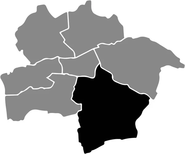 Plano Negro Blanco Resaltado Mapa Ubicación Del Distrito Rhynern Dentro — Vector de stock