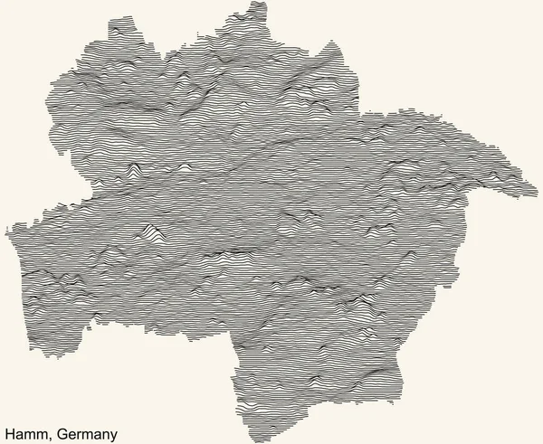 Mappa Topografica Della Città Hamm Germania Con Linee Contorno Nere — Vettoriale Stock