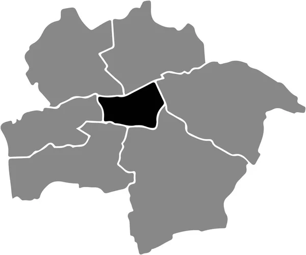 Black Flat Blank Podkreślił Mapę Lokalizacji Mitte District Wewnątrz Szarej — Wektor stockowy