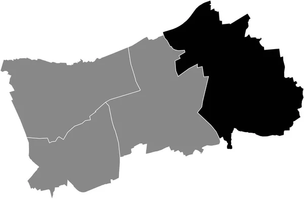 Zwarte Platte Blanco Gemarkeerde Locatiekaart Van Sodingen District Grijze Administratieve — Stockvector