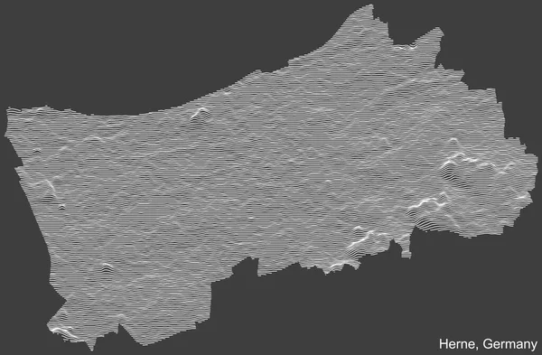 Topografische Negative Reliefkarte Der Stadt Herne Deutschland Mit Weißen Höhenlinien — Stockvektor