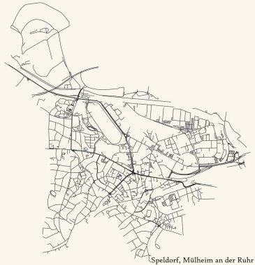 Alman bölgesel şehri Mulheim an der Ruhr 'un SPELDORF DISTRICT kentsel yol haritasının ayrıntılı seyir çizgileri