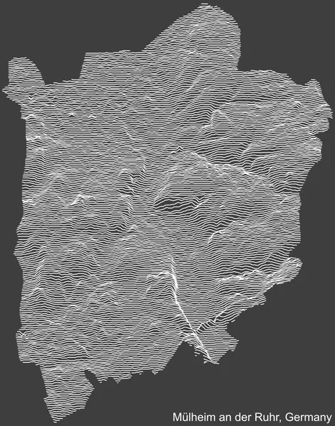 Topografisk Negativ Reliefkarta Över Staden Mlheim Der Ruhr Tyskland Med — Stock vektor