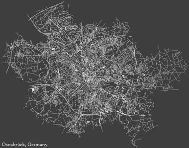 Alman bölgesel başkenti OSNABRCK, Almanya 'nın koyu gri arka planında yer alan kentsel yol haritası