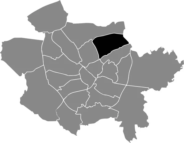 Zwarte Platte Blanco Gemarkeerde Locatiekaart Van Dodesheide District Grijze Administratieve — Stockvector