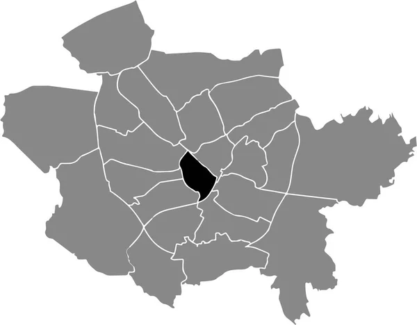 Black Flat Blank Highlighted Location Map Innenstadt District Gray Administrative — ストックベクタ