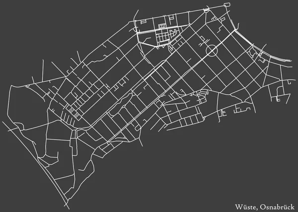 Navegação Negativa Detalhada Linhas Brancas Ruas Urbanas Mapa Wste District — Vetor de Stock
