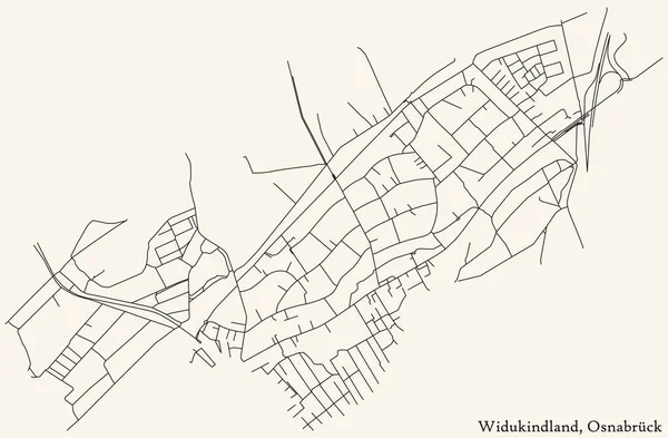 Detaillierte Navigation Schwarze Linien Stadtstraßenplan Des Widukindland District Der Landeshauptstadt — Stockvektor