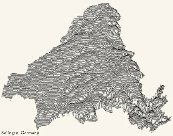 Topografische Reliëfkaart Van Stad Solingen Duitsland Met Zwarte Contourlijnen Vintage — Stockvector