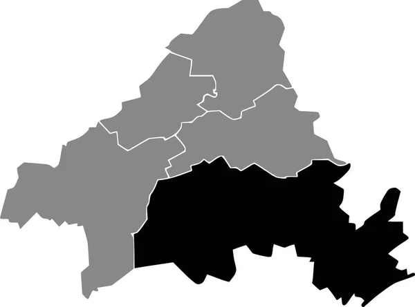ドイツのSolingenの灰色の行政地図の中のBurg Hhschid地区の黒いフラットブランクハイライトされた場所マップ — ストックベクタ