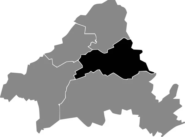 德国索林根灰色行政地图内的Solingen District黑色平面突出显示空白位置图 — 图库矢量图片