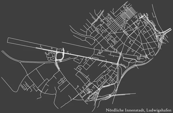 Подробная Негативная Навигация Белые Линии Городских Улиц Карта Nrdliche Innenstadt — стоковый вектор