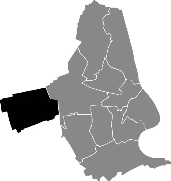 Ludwigshafen Rhein Almanya Nın Gri Idari Haritası Içinde Ruchheim District — Stok Vektör