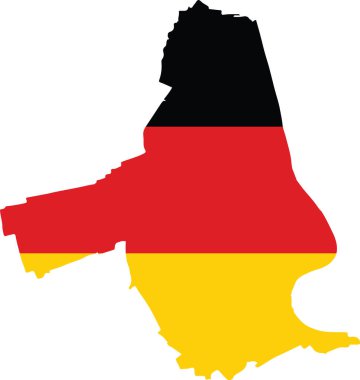 Alman bölgesel başkenti LUDWIGSHAFEN AM RHEIN 'in GERMANY bayrağı içindeki düz boş vektör haritası